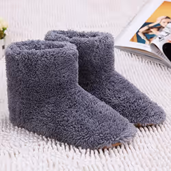 Winter USB Heater Foot Shoes Plush Warm Slippers Feet Insoles 39-43
