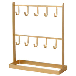 Tabletop Iron Jewelry Earring Necklace Ring Display Shelf Gold