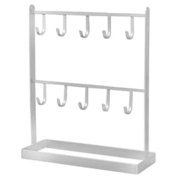 Tabletop Iron Jewelry Earring Necklace Ring Display Shelf White