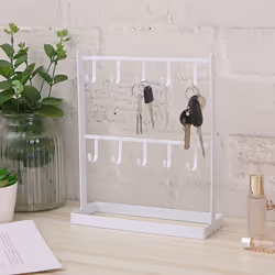 Tabletop Iron Jewelry Earring Necklace Ring Display Shelf White