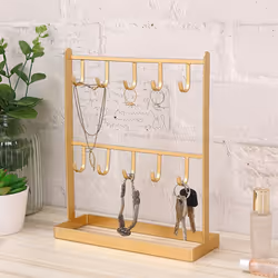 Tabletop Iron Jewelry Earring Necklace Ring Display Shelf White