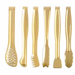 6PCS Food Tongs Set, Food and Bread Tongs, Kitchen Supplies, Gold