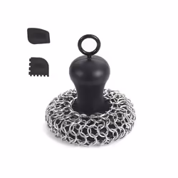 Cast Iron Chainmail Scrubber + Pan , for Cast Iron Pans Black