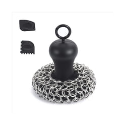 Cast Iron Chainmail Scrubber + Pan , for Cast Iron Pans Black