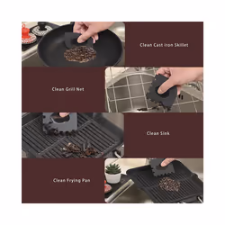 Cast Iron Chainmail Scrubber + Pan , for Cast Iron Pans Black