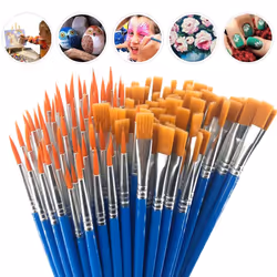 120 Pcs Flat and Round Paint Brushes Set, for Oil Watercolor Paint