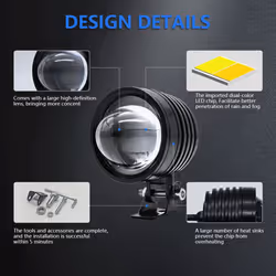 3 Inch Motorcycle Headlight 30W 6000LM Fisheye LED Motorbike Light