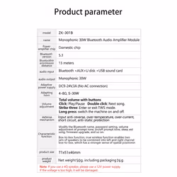 ZK301B Mono 30W BT5.3 Digital Audio Amplifier Module