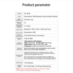 ZK301B Mono 30W BT5.3 Digital Audio Amplifier Module