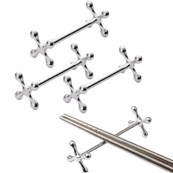 4 Pcs Zinc Alloy Chopsticks Stand Metal Craft Decoration (Silver)