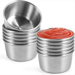 Ramekin Sauce Dipping Bowl Mini Sauce Cups (Silver 12PCS 70ml)