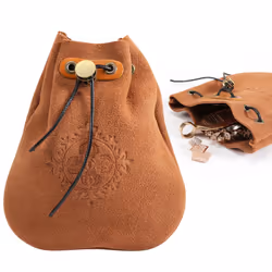 Outdoor Leather Coin Purse Coin Bag Drawstring Pouch Calabash