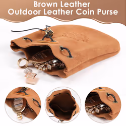 Outdoor Leather Coin Purse Coin Bag Drawstring Pouch Calabash