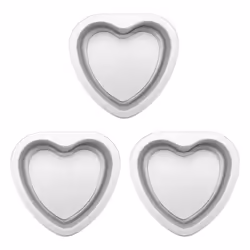 3 Pcs Aluminum Heart Shaped Cake Pan Set with Removable Bottom-4 Inch