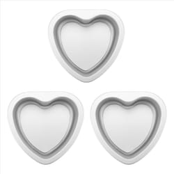 3 Pcs Aluminum Heart Shaped Cake Pan Set with Removable Bottom-4 Inch
