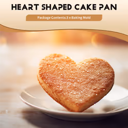 3 Pcs Aluminum Heart Shaped Cake Pan Set with Removable Bottom-4 Inch