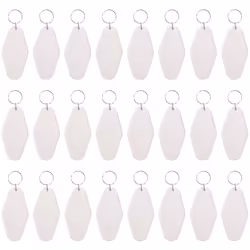 24 Pcs Motel Keychain DIY Blank Hotel Keychains Sublimation (White)