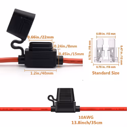 10 AWG Inline Fuse Holder with 40 AMP ATC Blade Fuses (4pack)