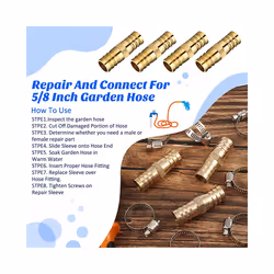 12 Pcs Hose Repair Connectors with Claps Brass Garden Hose Repair Kit