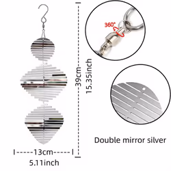 3D Hanging Wind Spinner Stainless Steel Metal Sculptures Decorations