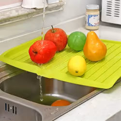 Drain Rack Kitchen Dish Drainer Tray Large Sink Drying Rack ,Green