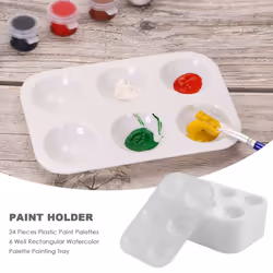 24 Piece Plastic Paint Palettes 6 Well Rectangular Watercolor Palette