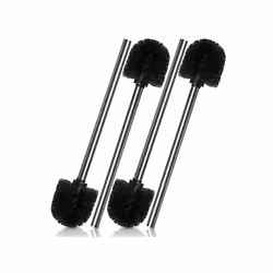 Set of 4 Toilet Brushes, Stainless Steel Handle with , Black