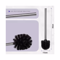 Set of 4 Toilet Brushes, Stainless Steel Handle with , Black