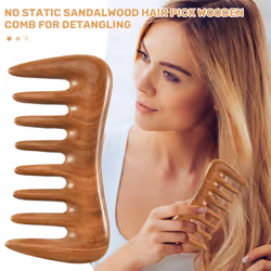 Wide Tooth Hair Comb - Natural Wood Comb for Curly Hair