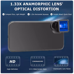 1.33X Anamorphic Lens Filmmaking Phone Camera Lens By Filmic Pro App