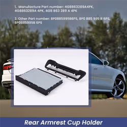 Rear Armrest Cup Holder Surround Trim Set Black Fit for-