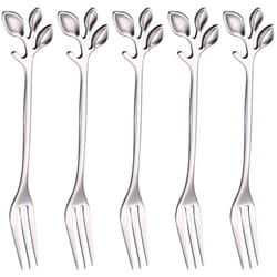 Leaf-Shaped Handle Dessert Fork Fruit Salad Meat Kitchen Accessories