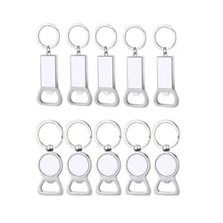 10 Pcs Metal Bottle Opener Key Ring Aluminum Heat Transfer Keychain
