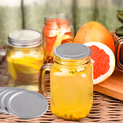 50 Pcs Wide Mouth 86MM Jar Lids,Reusable Silverwith Seals Rings