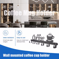 Coffee Mug Holder Wall Mounted,Coffee Bar Decor Sign,Coffee Cup Rack