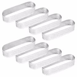 8Pcs Oval French Dessert Mousse Fruit Pie Tart Ring Quiche Cake Mold