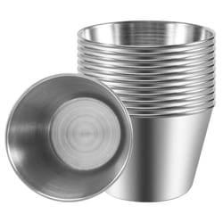 Pack of 12 -Brushed Stainless Steel Condiment Sauce Cups - 2.5Oz 70Ml