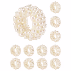 Napkin Ring 12-Piece Set, White Pearl Napkin Buckle Table Decoration