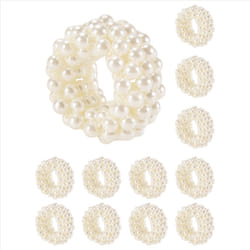 Napkin Ring 12-Piece Set, White Pearl Napkin Buckle Table Decoration