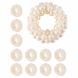 Napkin Ring 12-Piece Set, White Pearl Napkin Buckle Table Decoration