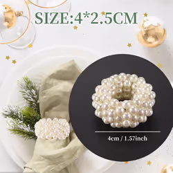 Napkin Ring 12-Piece Set, White Pearl Napkin Buckle Table Decoration