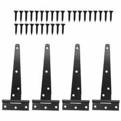 4 PCS 6 Inch Door Hinges T-Strap Tee for Wooden Gates Hinges (Black)
