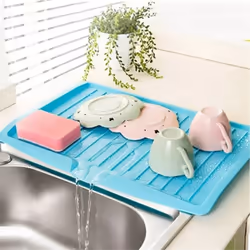 Drain Rack Kitchen Dish Drainer Tray Large Sink Drying Rack ,White