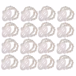 16Pcs Elastic Pearl Wrist Bands Corsage Decor for Wedding Beach
