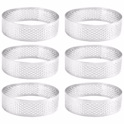 Cake Ring Molds, 6Pcs Stainless Steel Porous Tart Ring,with Holes 7cm