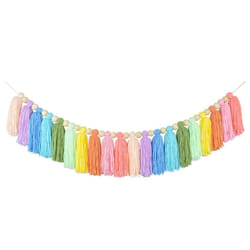 37Inch Rainbow Tassel Garland with Wood Bead for Bedroom Decor