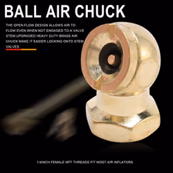 3 Pack Heavy Duty Brass Air Chuck Set, 1/4 Inch Brass Air Chuck