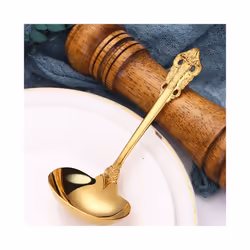 304 Stainless Steel Soup Ladle Cooking Tool Kitchen Gold Plated Spoon