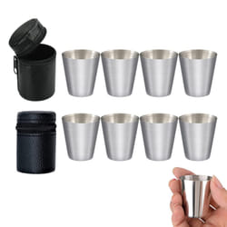 30Ml Stainless Steel Glass Cup with Leather Cover Bag for Home Bar