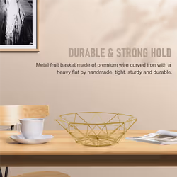 Metal Wire Fruit Basket, Large Round Bread Storage Bowl Stand